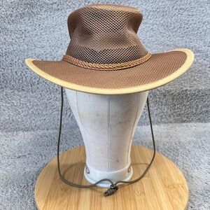 Stetson Mens Brown Mesh Safari Hat Nylon Breathable Outback Sun Hat Large